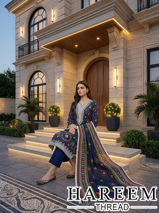 3 Piece Boring Premium Embroidery Lawn