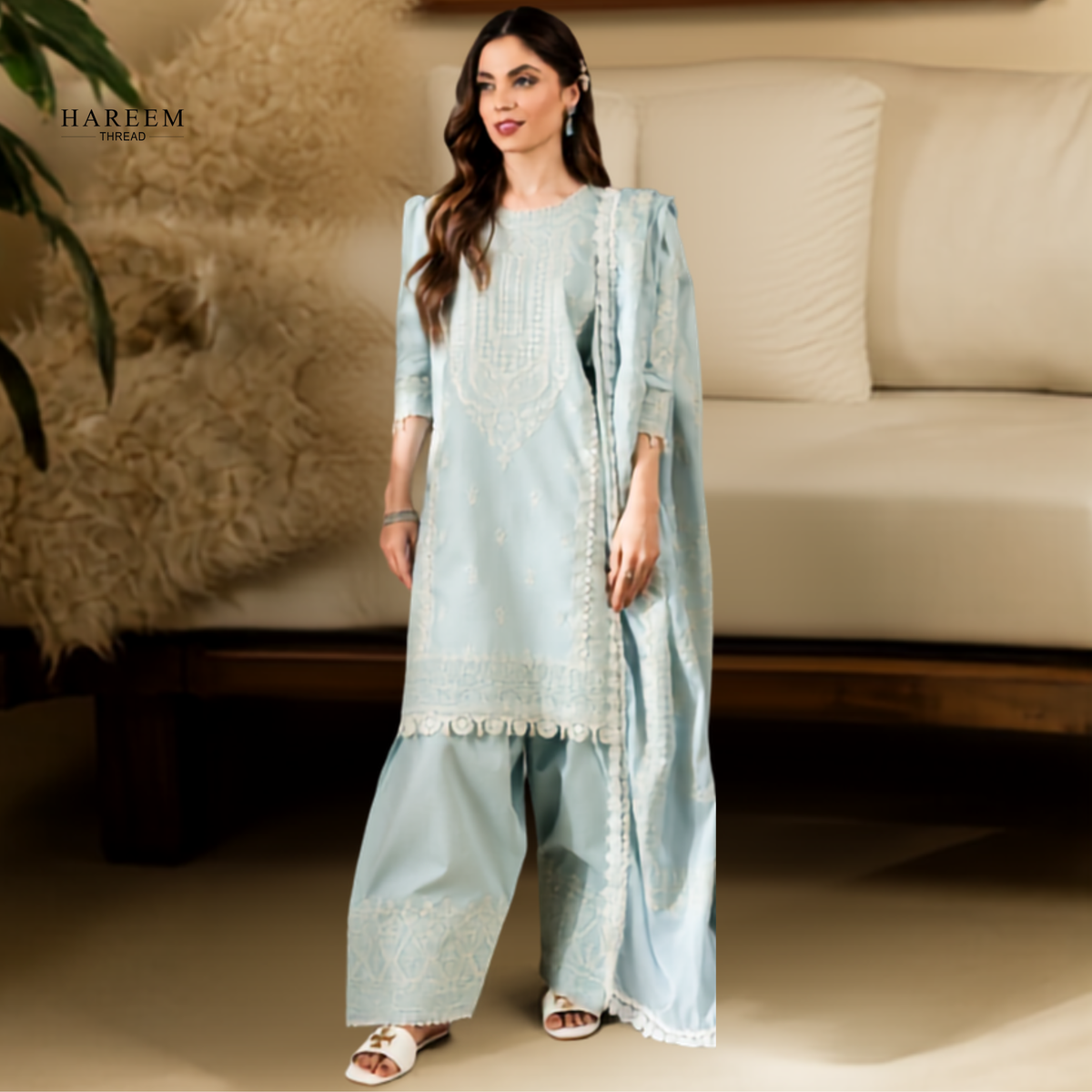 3 Piece Boring Premium Embroidery Lawn