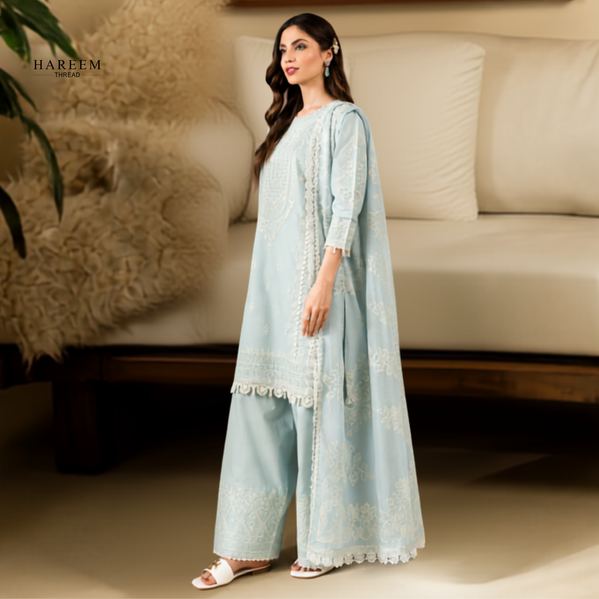 3 Piece Boring Premium Embroidery Lawn