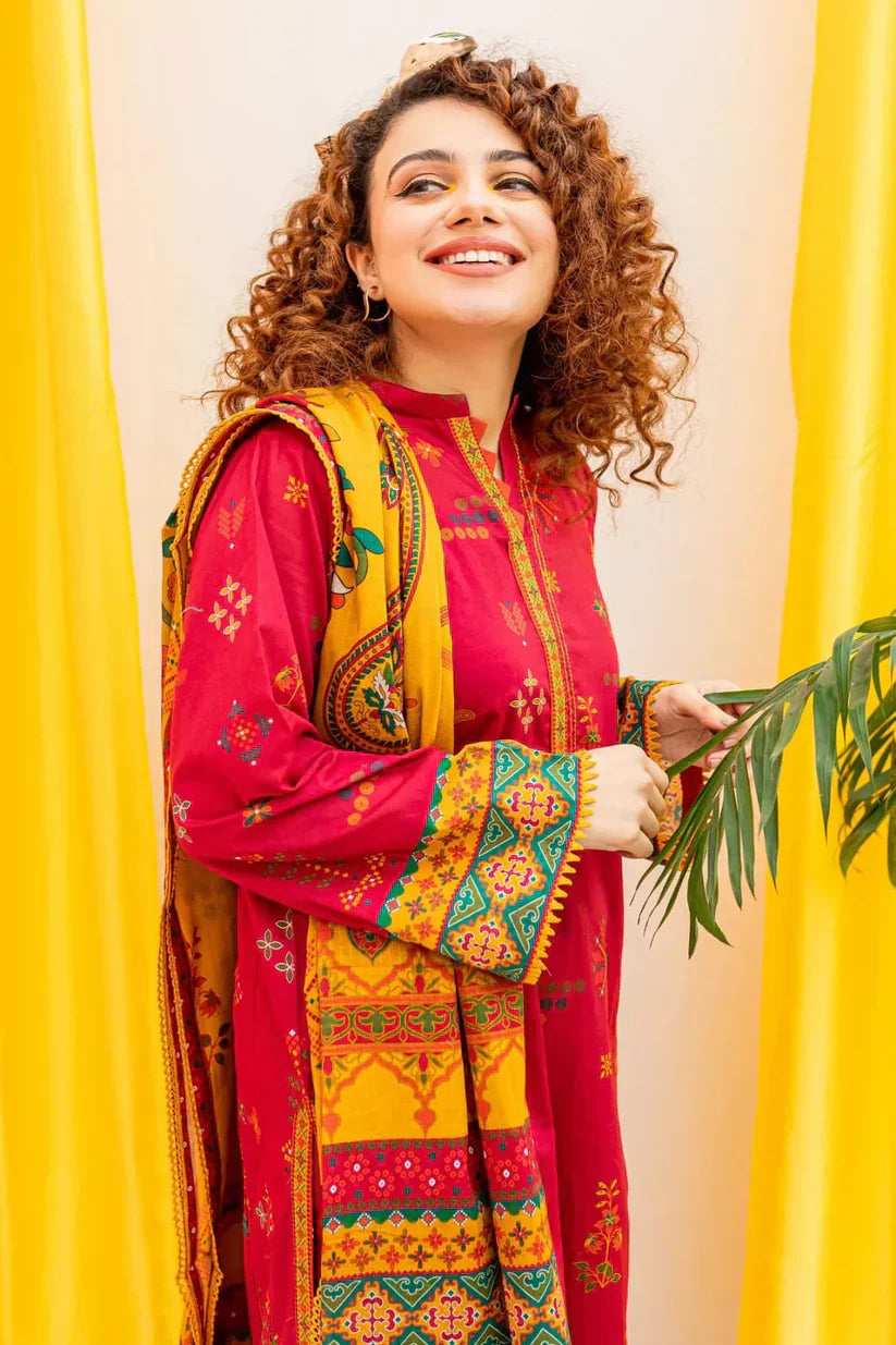 3 PIECE-EMBROIDERED LAWN SUIT-BG558