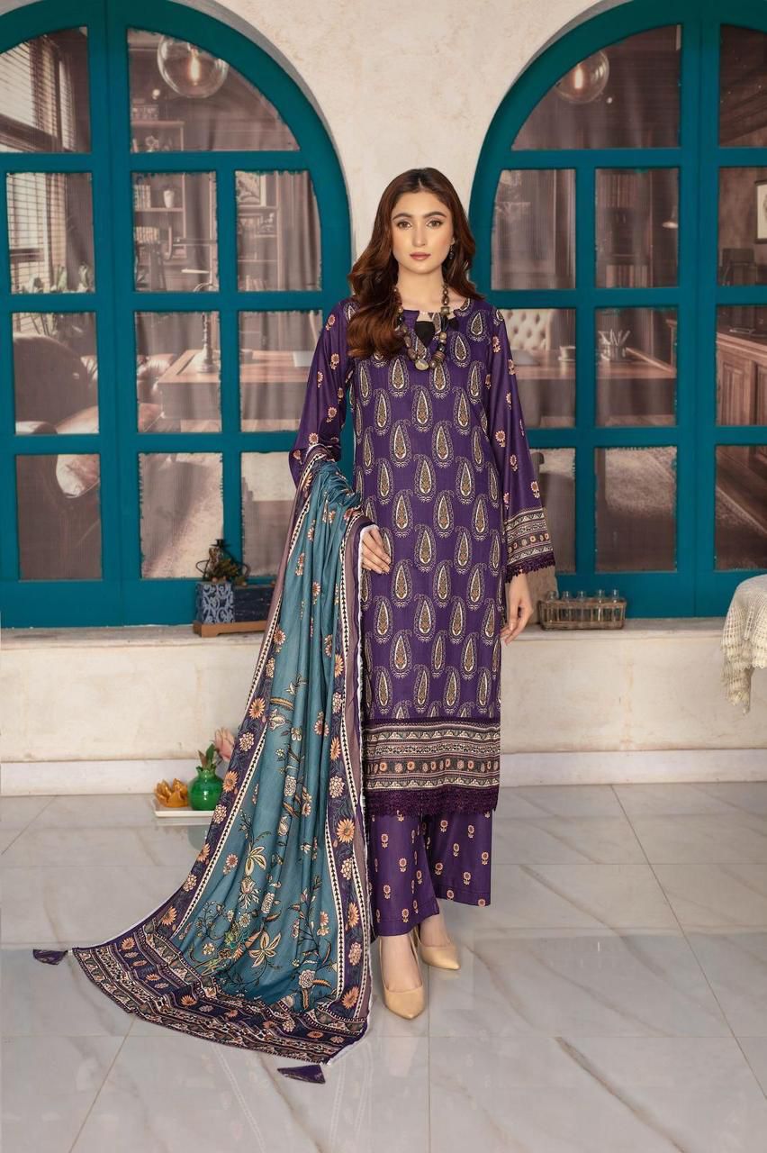 AZM- 3 PIECE SUIT PRINTED LAWN UNSTICHED