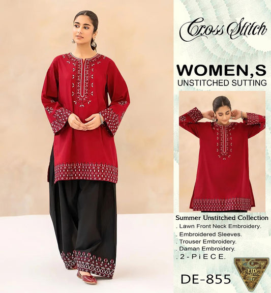 3 Piece Boring Premium Embroidery Lawn