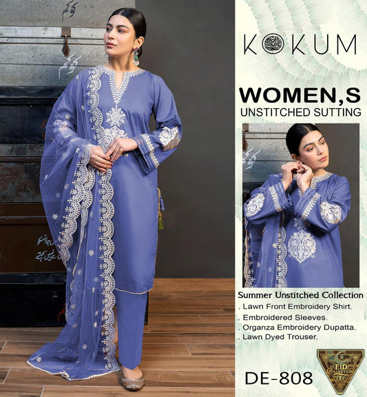 3 Piece Boring Premium Embroidery Lawn