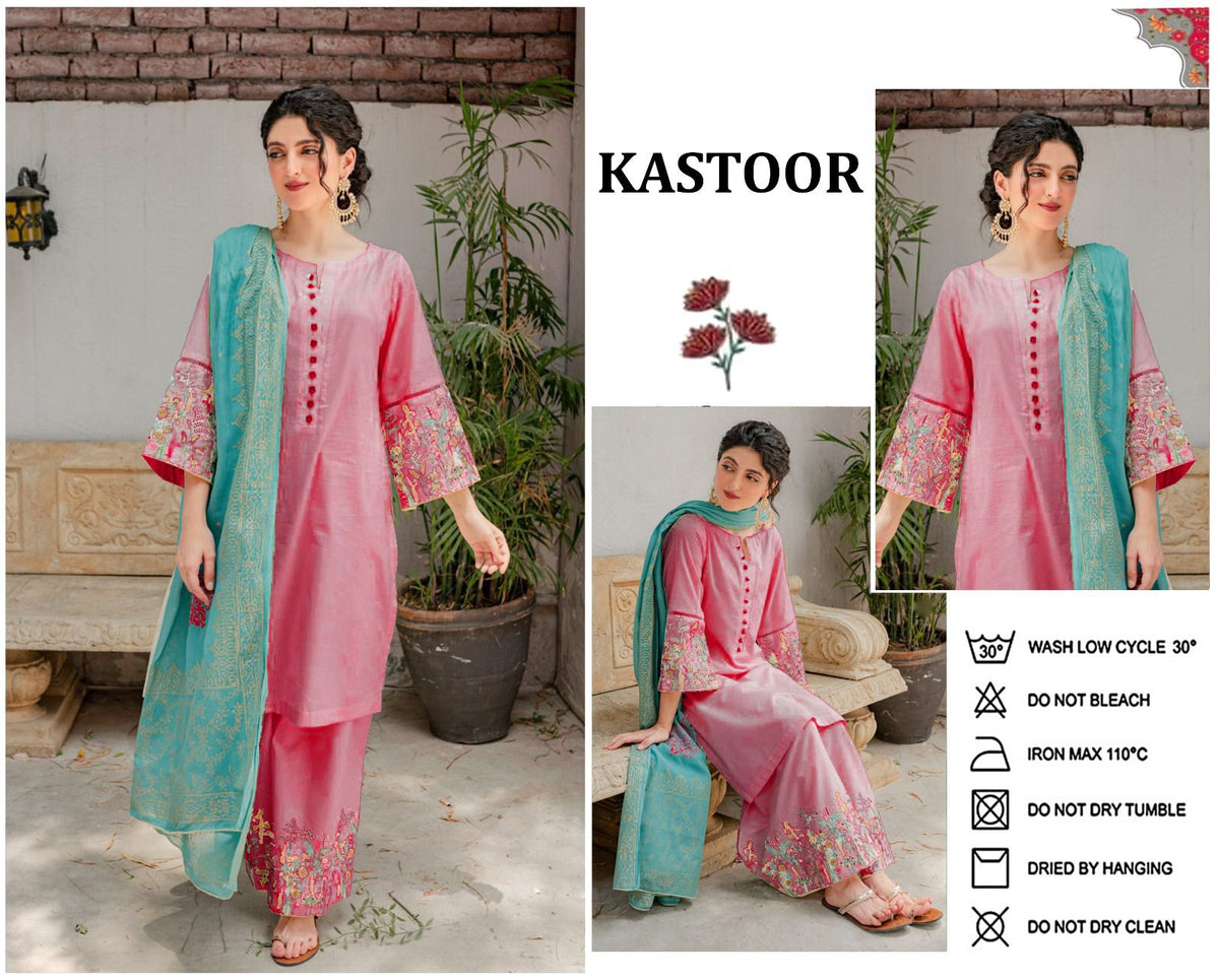 3 PIECE-EMBROIDERED DHANAK SUIT-BG768