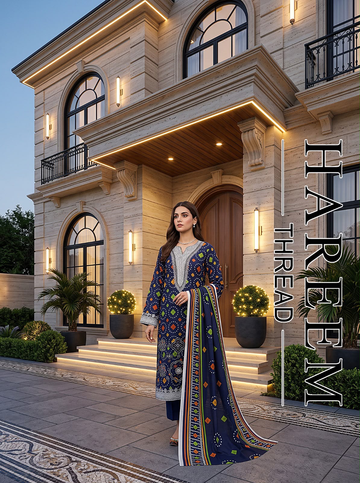 3 Piece Boring Premium Embroidery Lawn