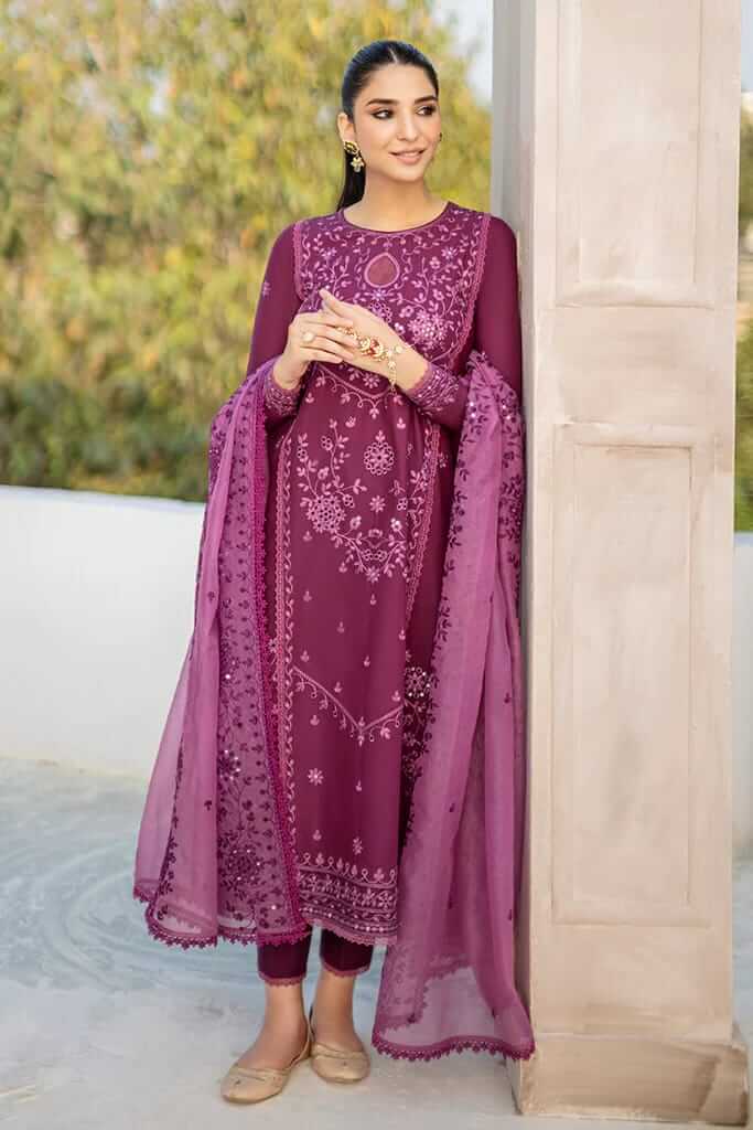 3 PC EMBROIDERED LAWN - BG599